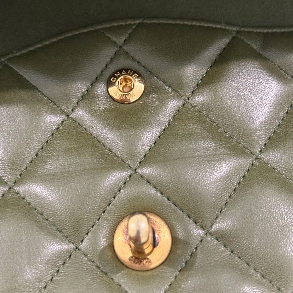 Chanel Classic Jumbo Double Flap Tri-Tone Green Quilted Lambskin Gold HW - Picture 7 of 12